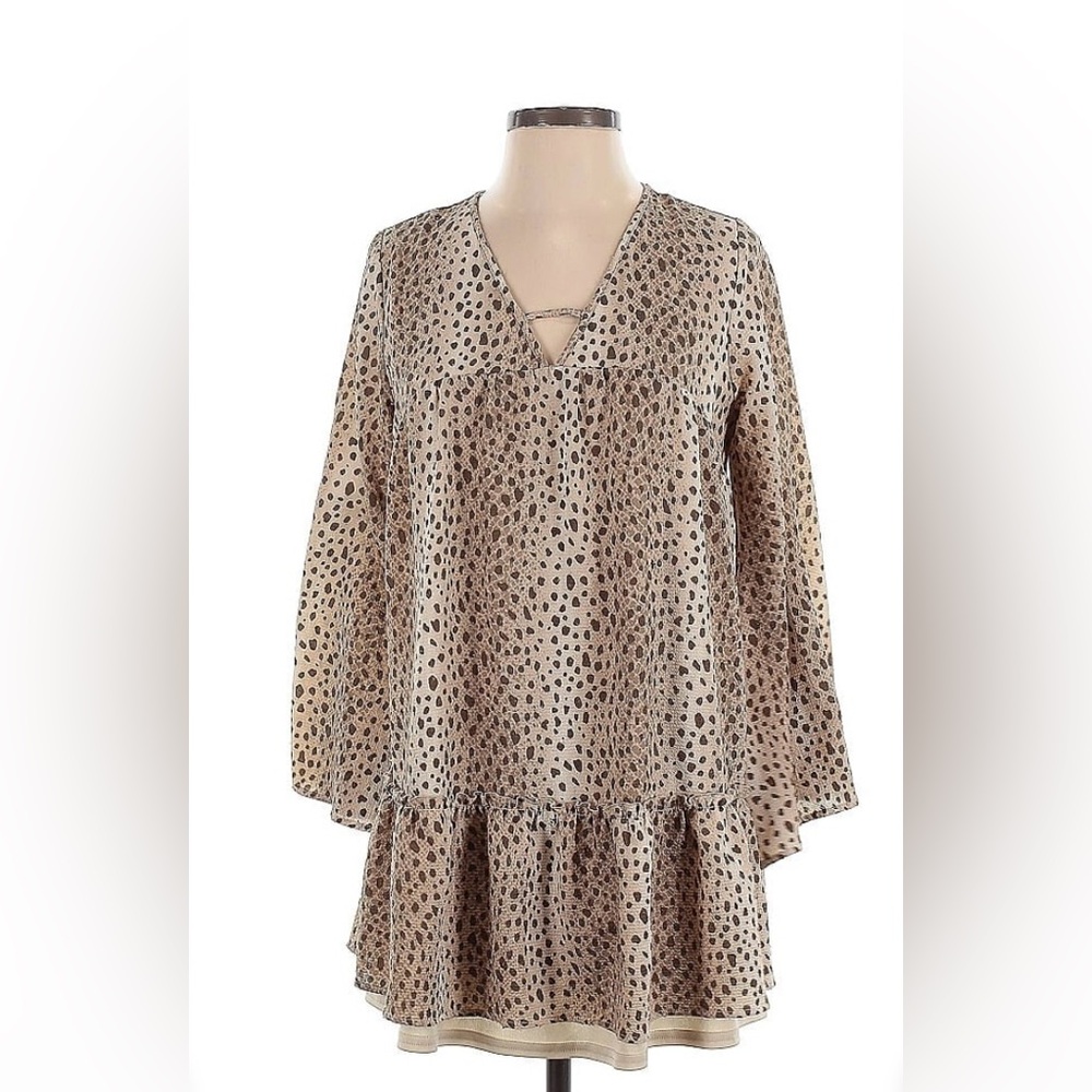 Women’s Leopard Print Long Sleeve Tunic Blouse